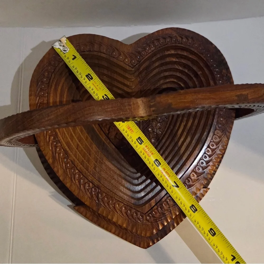 Collapsible Wooden Heart Basket Decor Spring